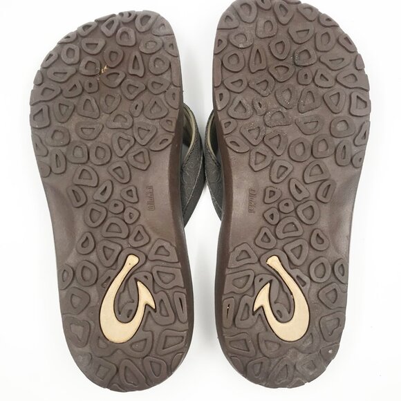 OLUKAI Brown Leather Flip Flop Thong Sandals Mens 10 - Picture 11 of 11
